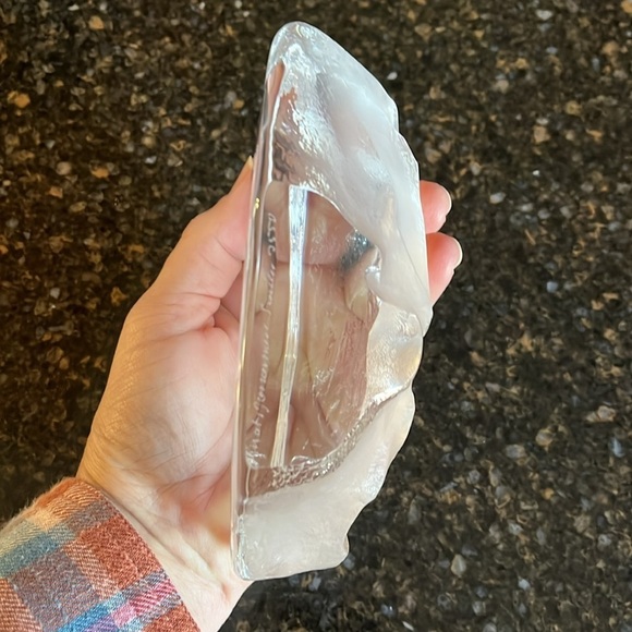 Polar Bear Glasbruk chiseled etched Paperweight Sweden Mats Jonasson signed Deco - Picture 7 of 8